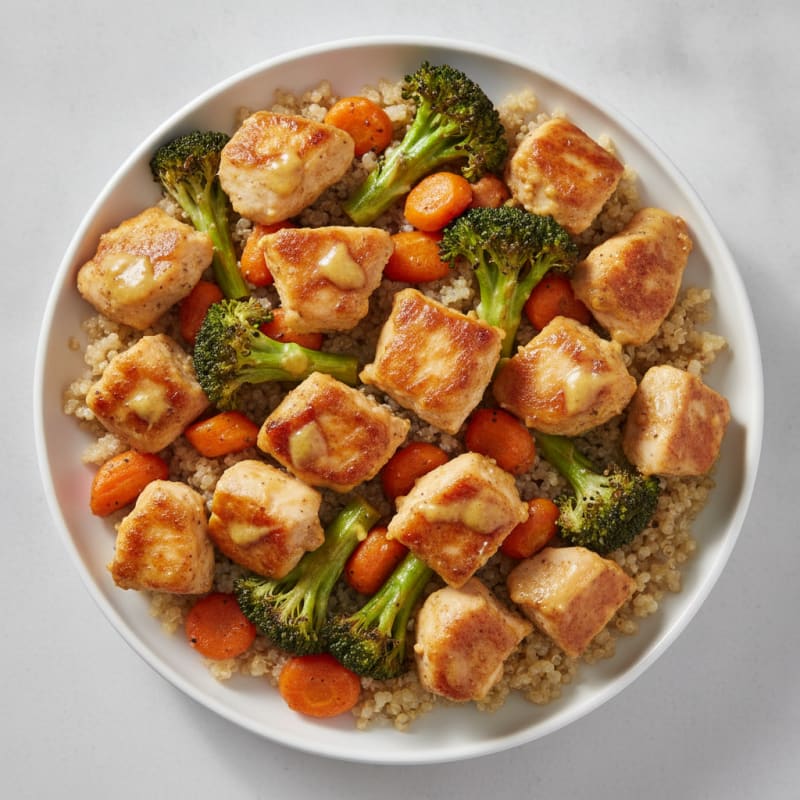 Honey Mustard Chicken Bites with Roasted Vegetables