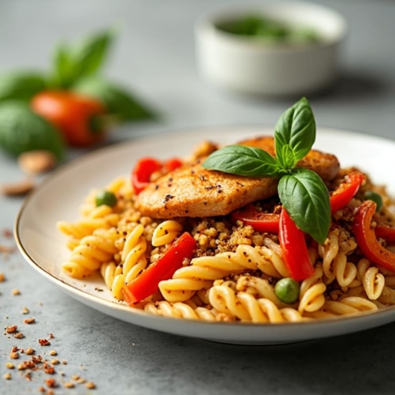 Spicy Herb Chicken and Bell Pepper Pasta