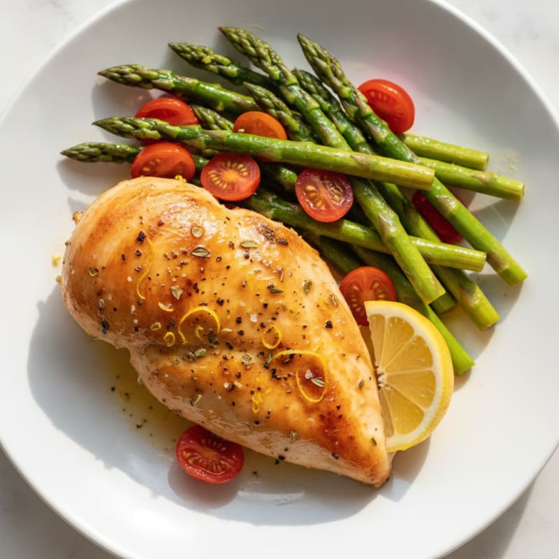 Lemon Herb Roasted Chicken with Asparagus