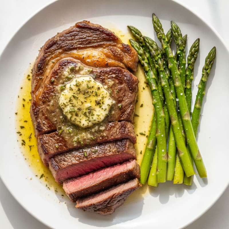 Pan-Seared Ribeye with Garlic Herb Butter