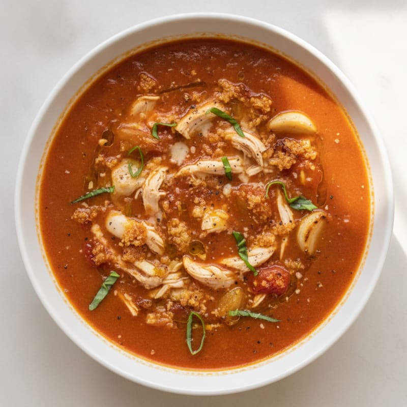 Roasted Tomato Basil Soup with Parmesan