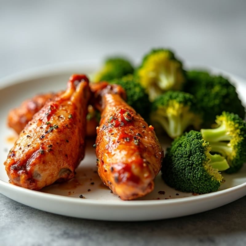 Crispy Baked Honey Garlic Chicken Wings with Roasted Broccoli