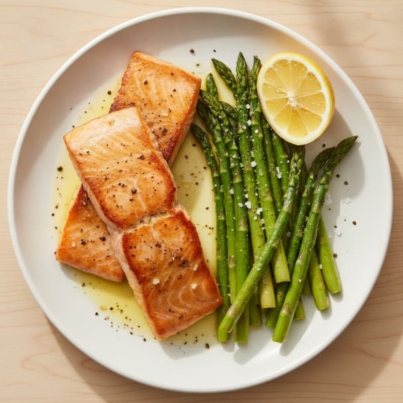 Pan-Seared Salmon with Roasted Asparagus