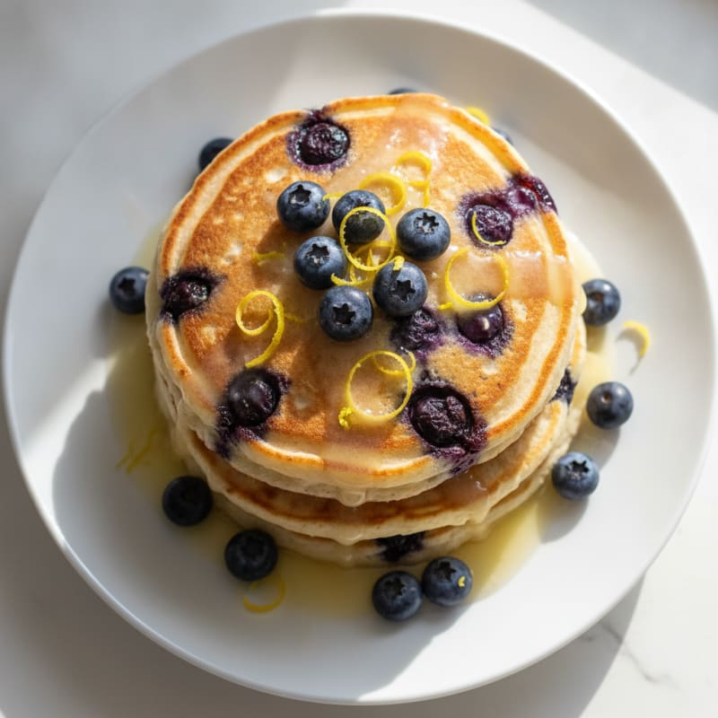 Blueberry Ricotta Pancakes with Lemon Zest