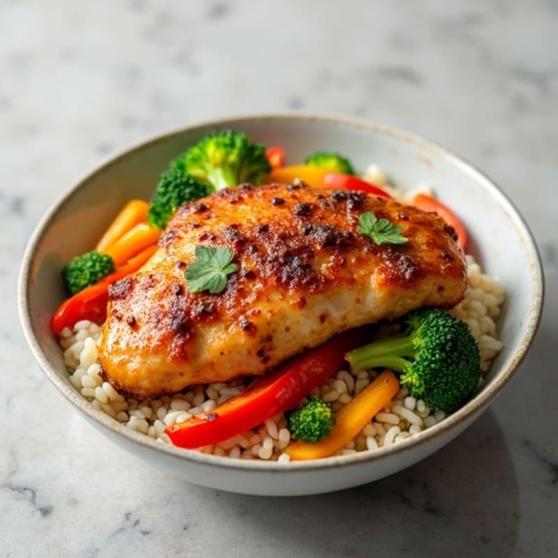 Crispy Chicken Stir-Fry with Chewy Rice Cakes and Vibrant Vegetables