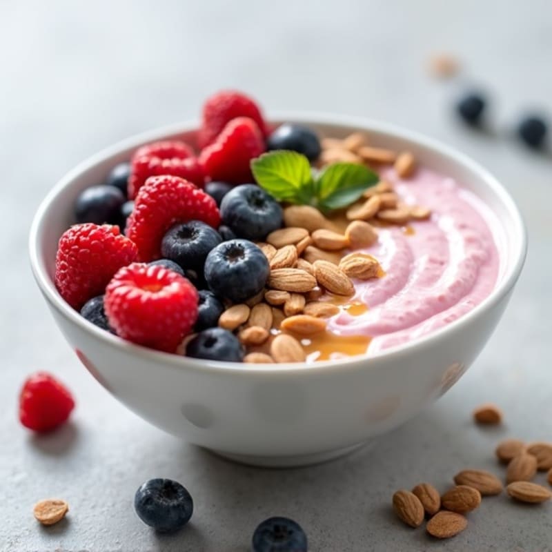 Greek Yogurt Protein Bowl with Mixed Berries and Almond Butter