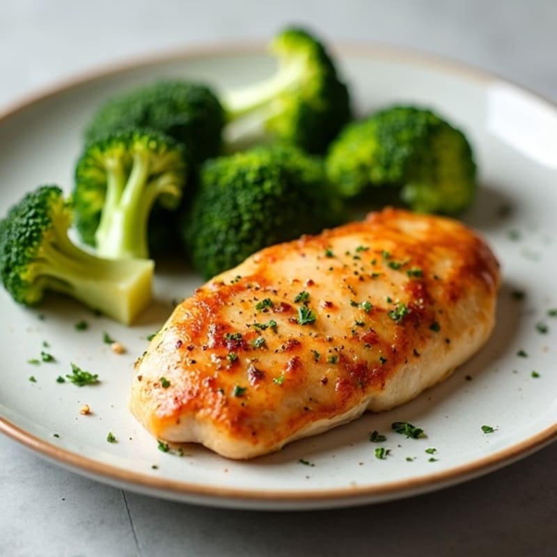 Oven-Baked Chicken Breast with Steamed Broccoli
