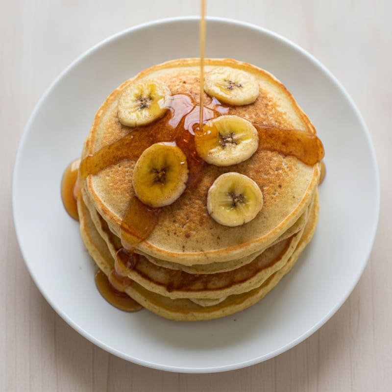 Banana Buttermilk Pancakes with Maple Syrup