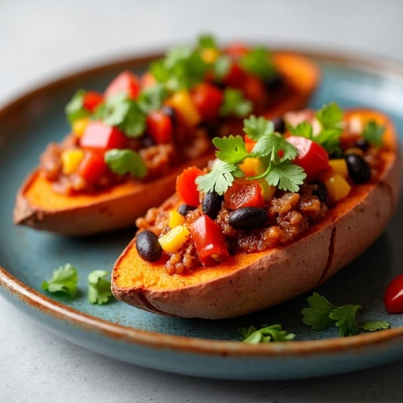 Lean Turkey Chili Loaded Sweet Potato Boats