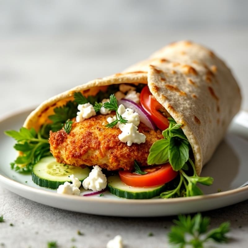 Crispy Greek Chicken Wrap with Fresh Herbs