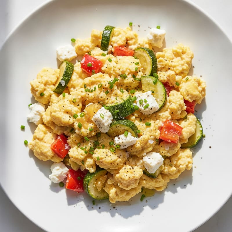 Hearty Scrambled Eggs with Roasted Vegetables