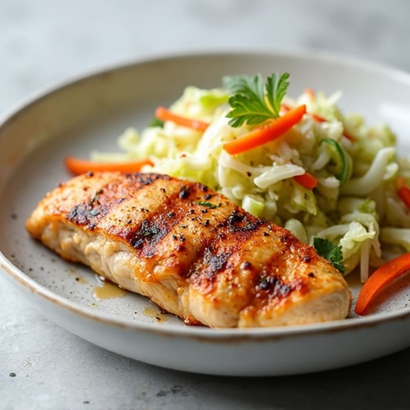 Grilled Chicken Breast with Crunchy Cabbage Slaw