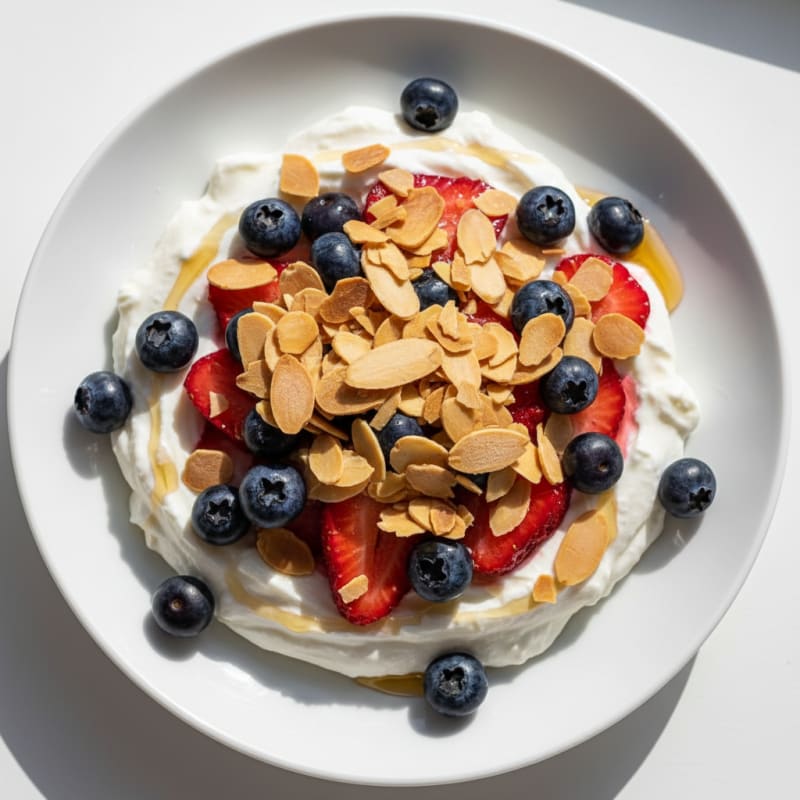 Greek Yogurt Protein Parfait with Berries and Almonds