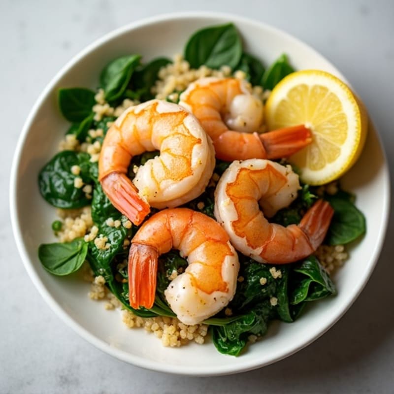 Lemon Garlic Shrimp with Fresh Spinach