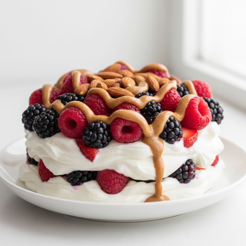 Greek Yogurt Protein Parfait with Mixed Berries and Almond Butter