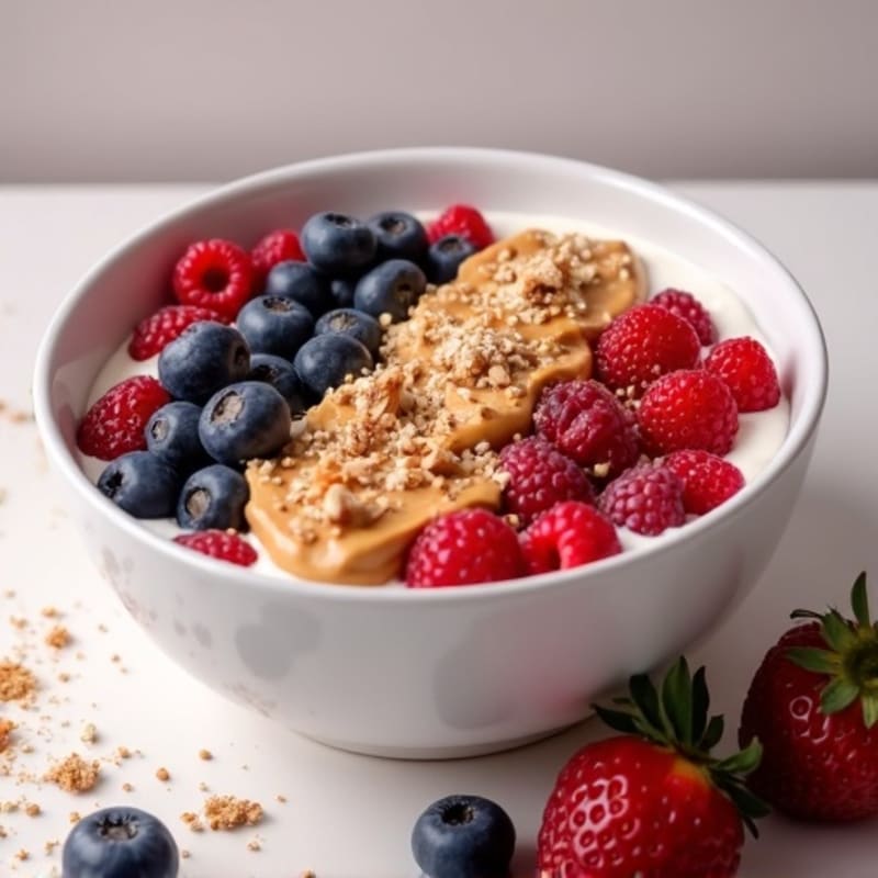 Greek Yogurt Protein Bowl with Mixed Berries and Almond Butter