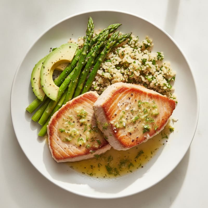 Seared Tuna with Lemon-Herb Sauce
