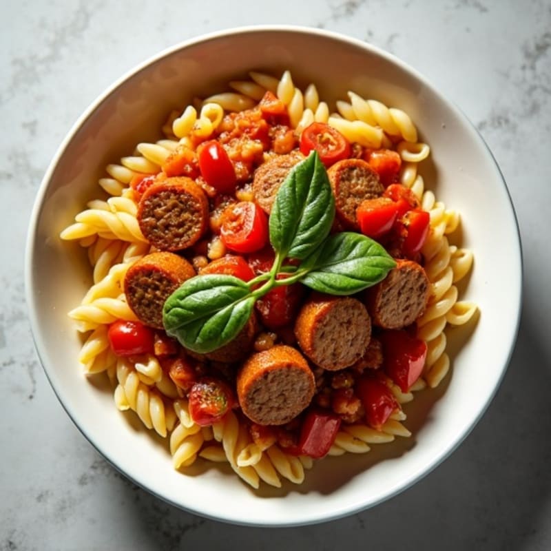 Lean Turkey Sausage Ragu with Whole Grain Pasta