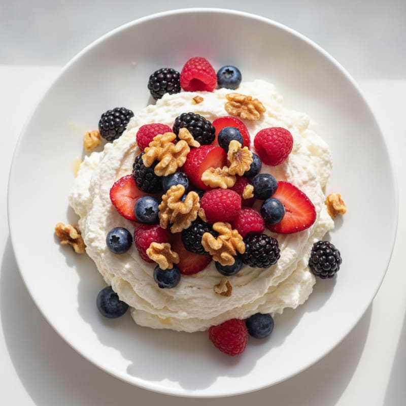 Silky Greek Yogurt Protein Mousse with Mixed Berries