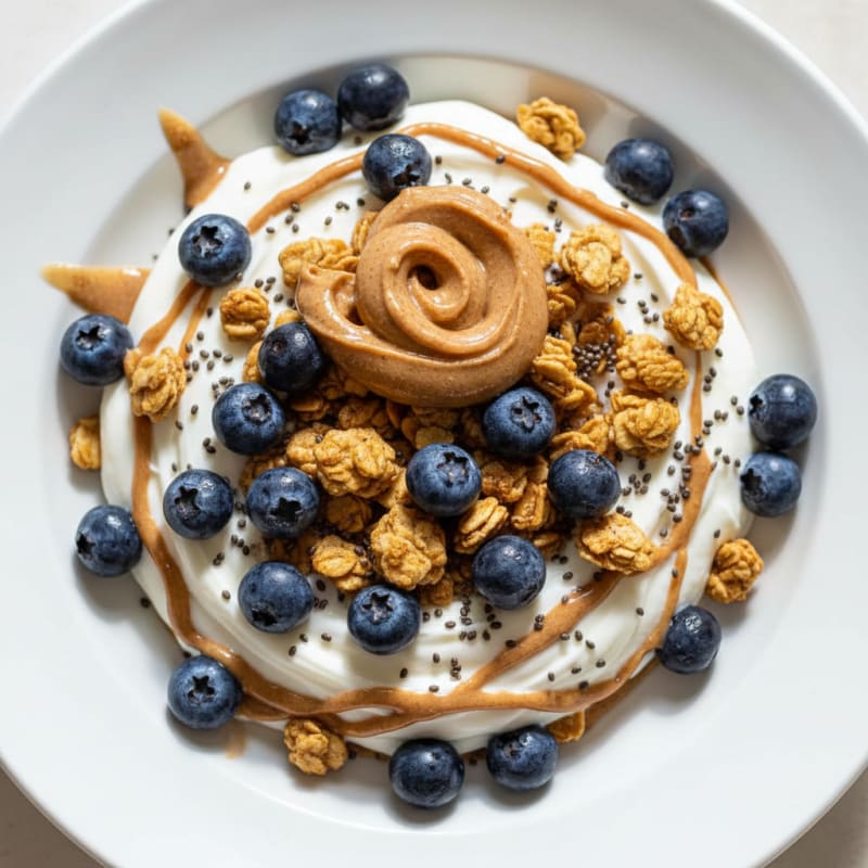 Greek Yogurt Protein Parfait with Almond Butter and Berries