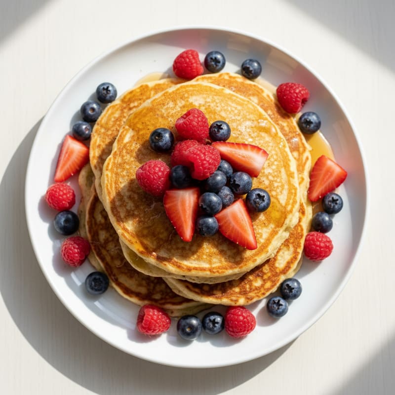 Cottage Cheese Protein Pancakes with Fresh Berries