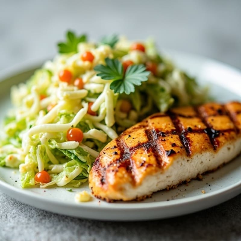 Grilled Chicken Breast with Crunchy Cabbage Slaw