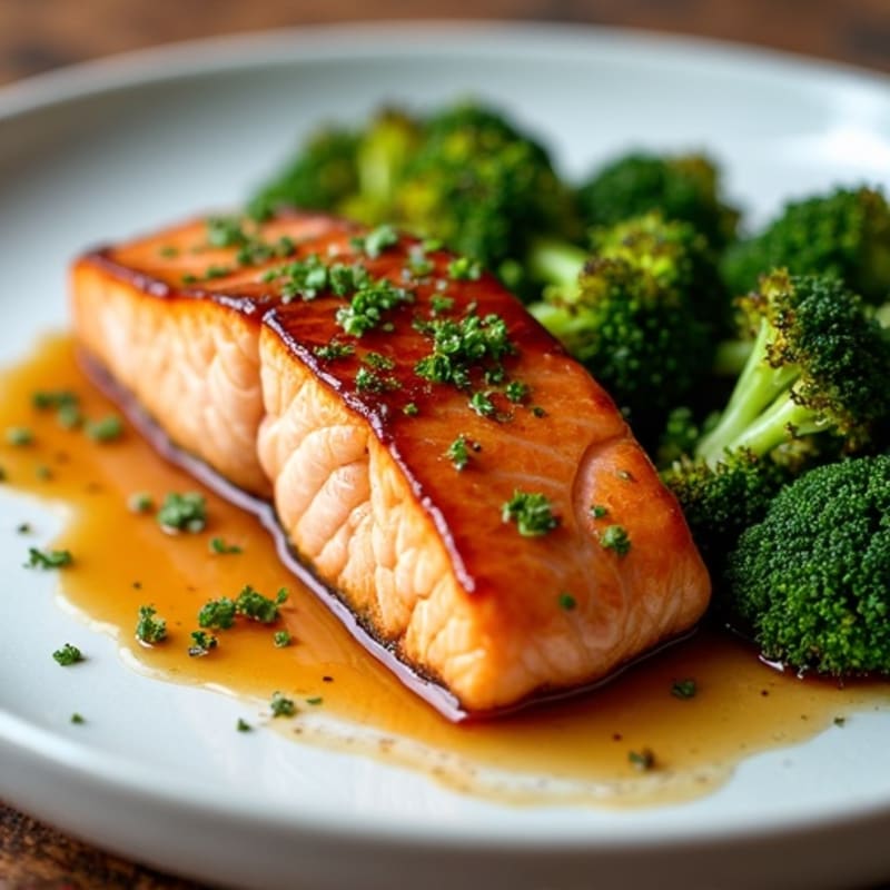 Ginger-Sesame Glazed Salmon with Roasted Broccoli