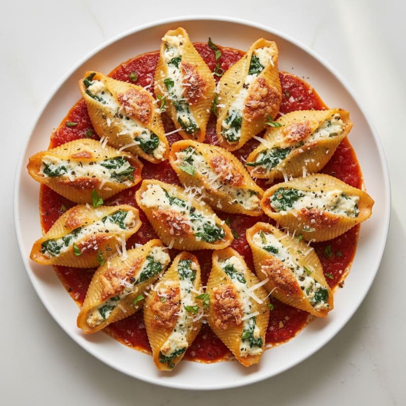 Baked Spinach Ricotta Stuffed Shells