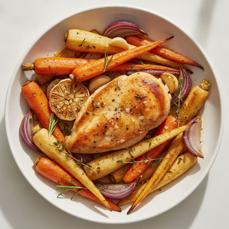 Garlic Herb Roasted Chicken with Root Vegetables
