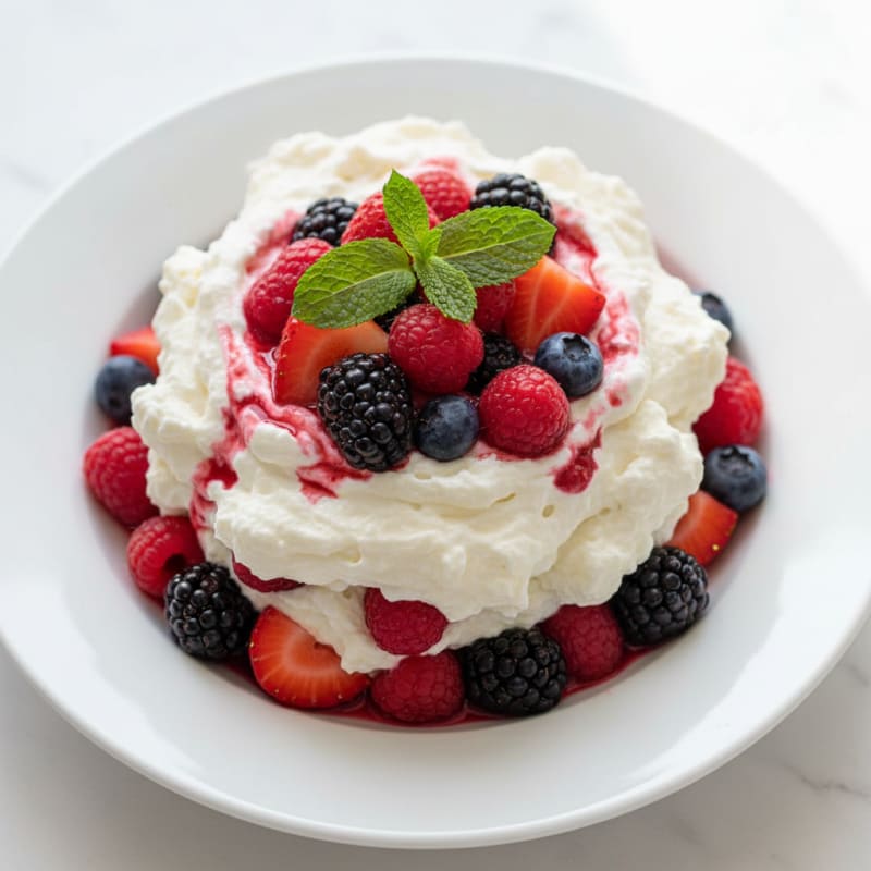 Silky Greek Yogurt Protein Mousse with Mixed Berries