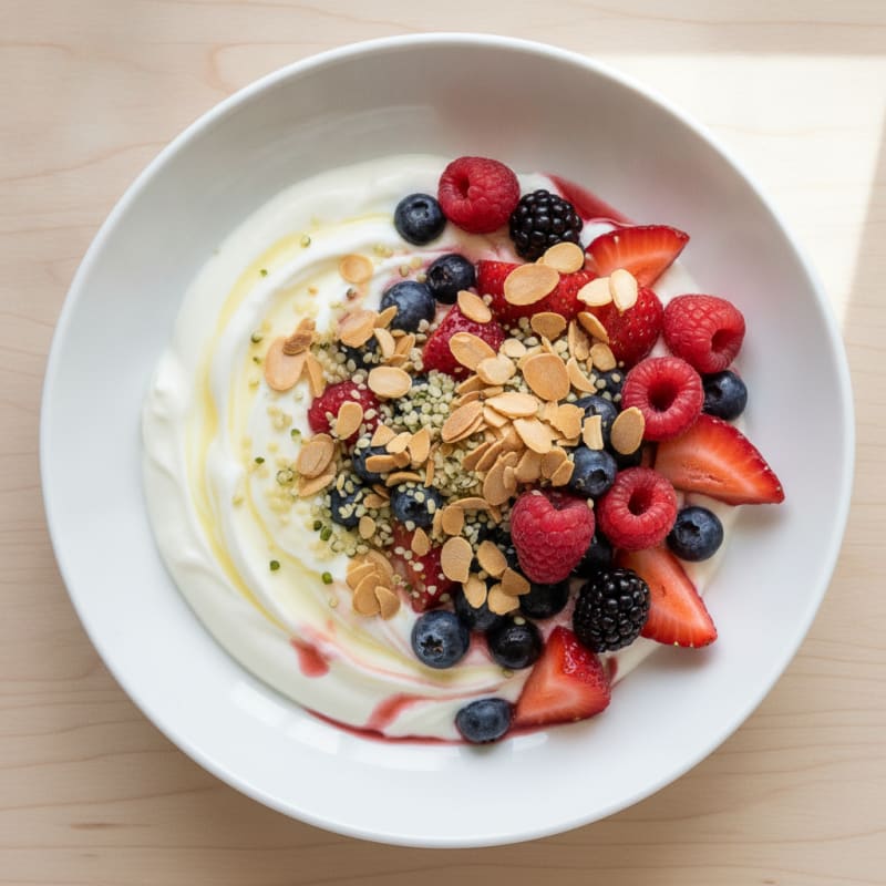 Greek Yogurt Protein Parfait with Mixed Berries
