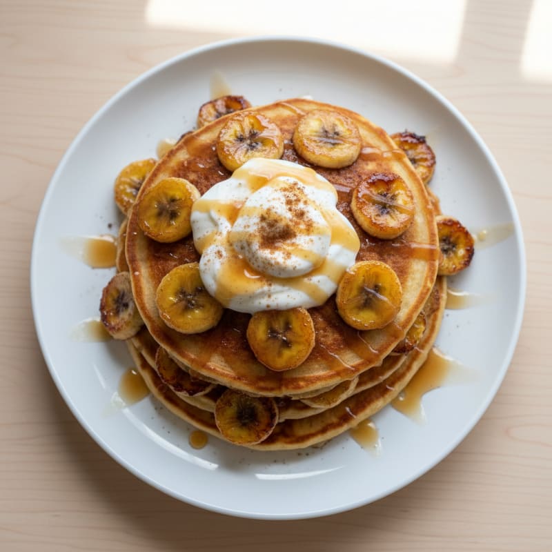 Golden Caramelized Banana Pancakes