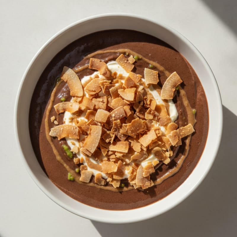 Silky Chocolate Protein Pudding with Toasted Coconut
