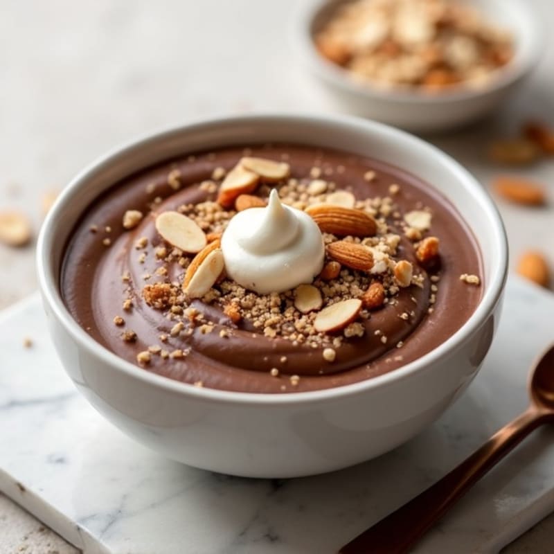 Silky Chocolate Protein Pudding with Toasted Almonds