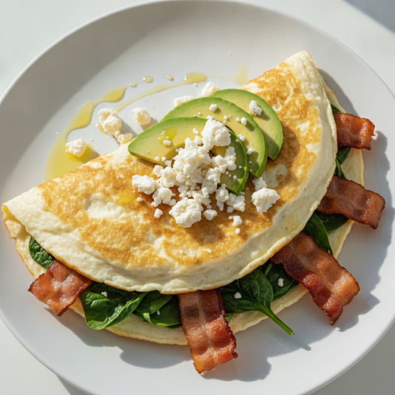 Egg White Omelet with Spinach and Turkey Bacon