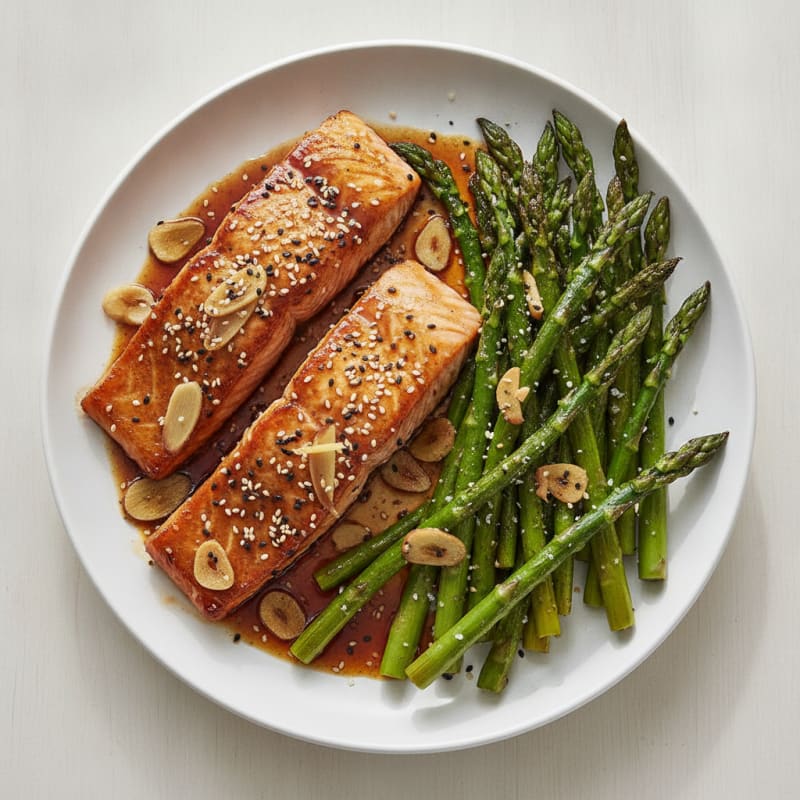 Teriyaki Glazed Salmon with Roasted Asparagus