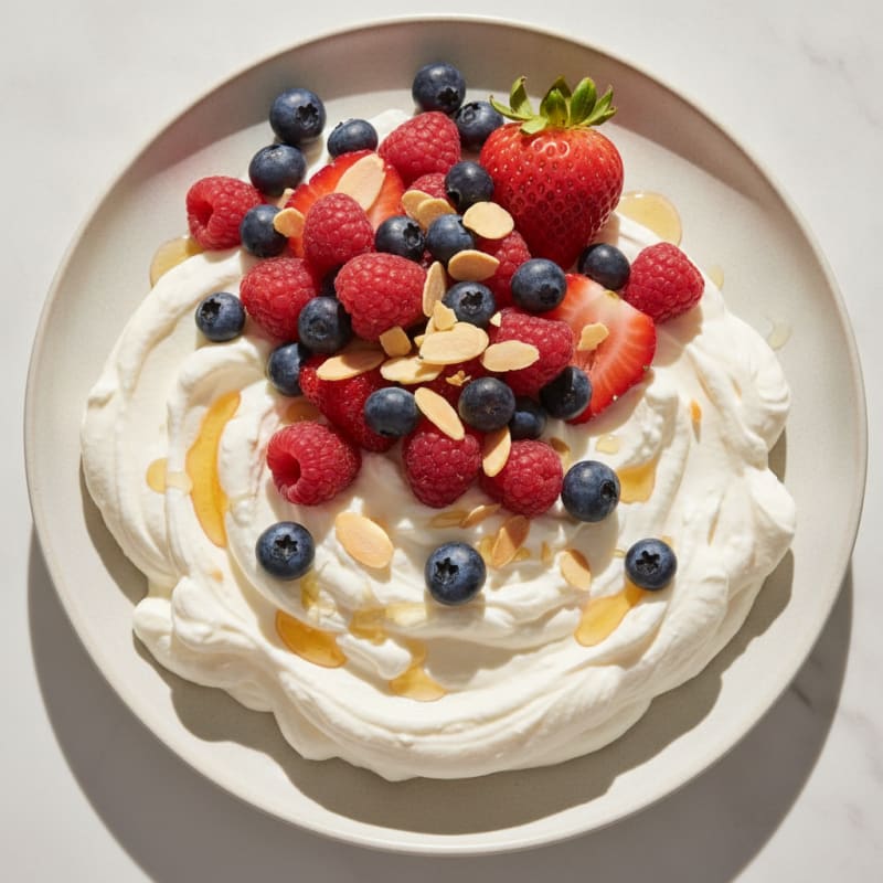 Silky Vanilla Greek Yogurt Protein Mousse with Mixed Berries