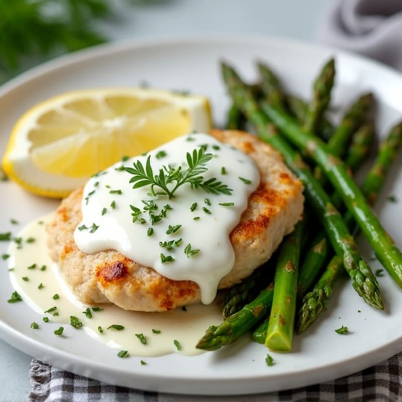 Creamy Lemon Herb Chicken with Roasted Asparagus