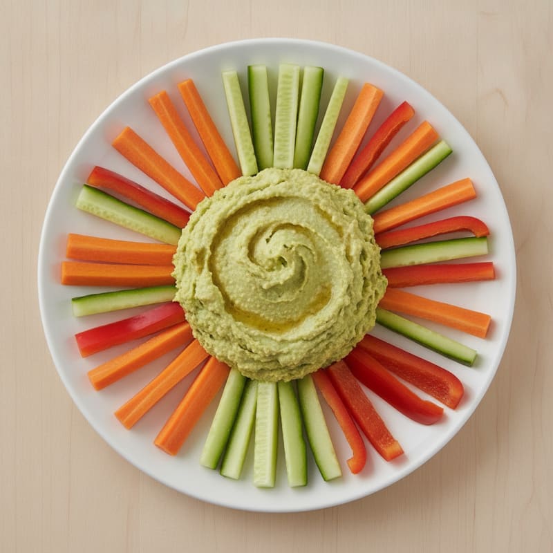 Edamame Hummus with Vegetable Sticks