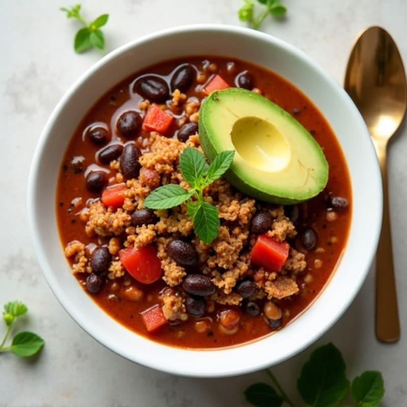 Hearty Cocoa-Spiced Turkey Chili with Fresh Avocado