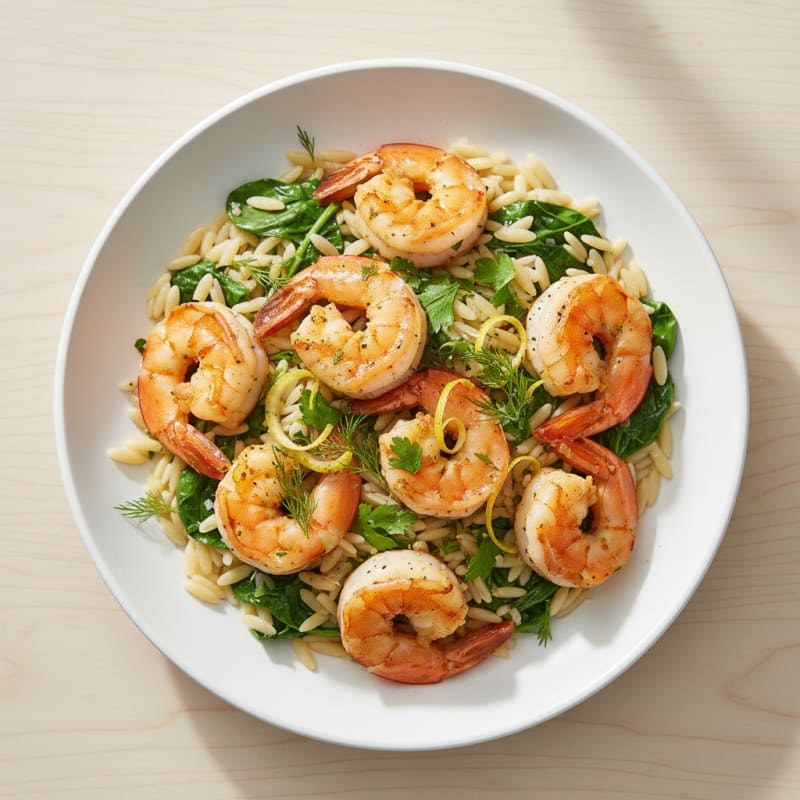 Garlic Shrimp with Lemon-Herb Orzo