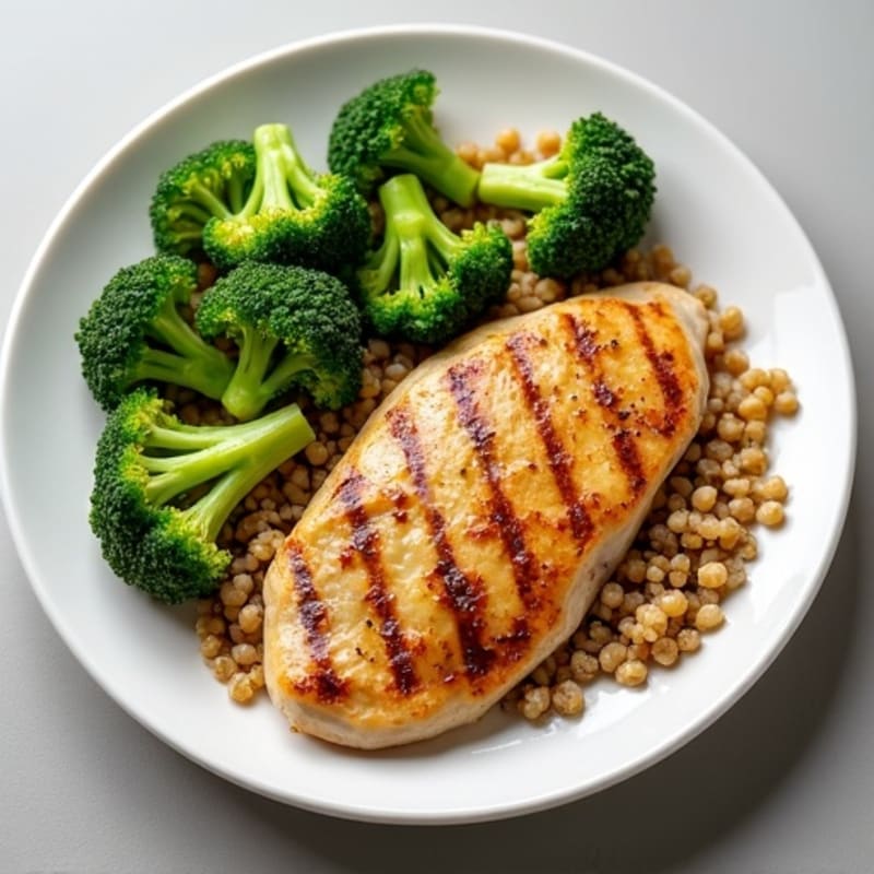 Grilled Chicken Breast with Quinoa and Steamed Broccoli