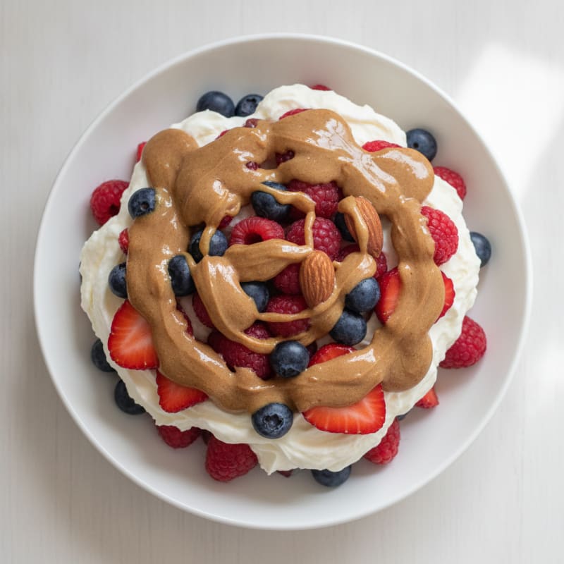 Greek Yogurt Protein Parfait with Mixed Berries and Almond Butter