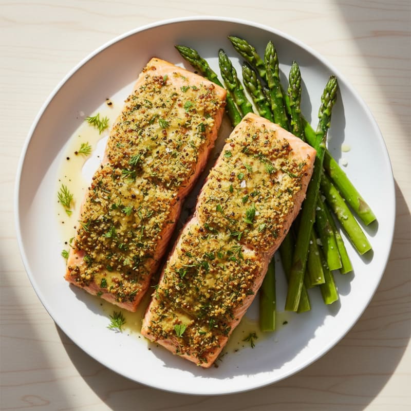 Herb-Crusted Salmon with Roasted Asparagus