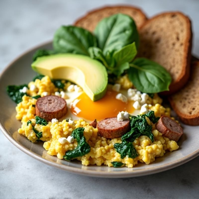Egg White and Turkey Sausage Scramble with Spinach