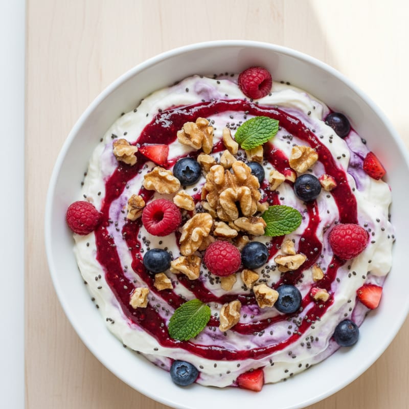 Creamy Greek Yogurt Protein Mousse with Mixed Berries