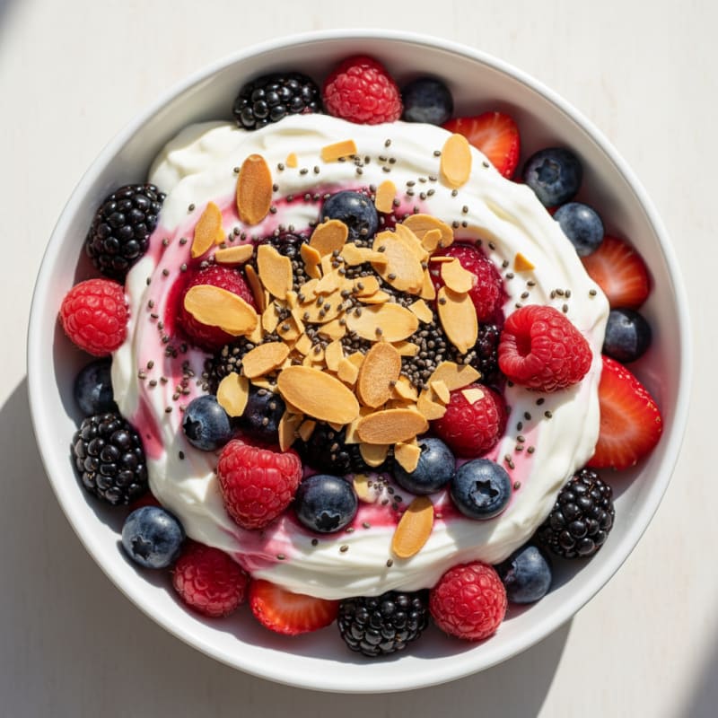 Greek Yogurt Protein Parfait with Mixed Berries