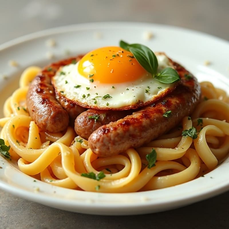 Garlic-Herb Italian Sausage with Buttered Egg Noodles