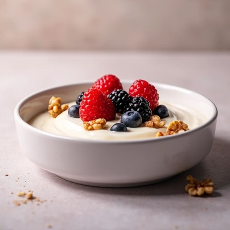 Silky Greek Yogurt Protein Pudding with Mixed Berries