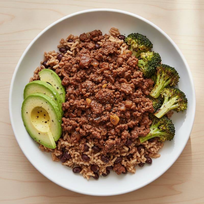 Soy-Glazed Ground Beef and Rice Bowl